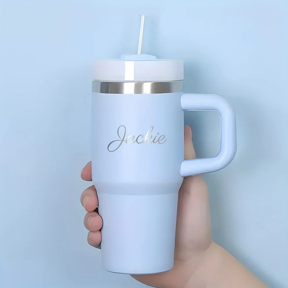 Personalized of Name14 Oz SUS304 Travel Cup Customization Water Bottle with Straw Suitable for Birthday Gifts Sport Water Bottle