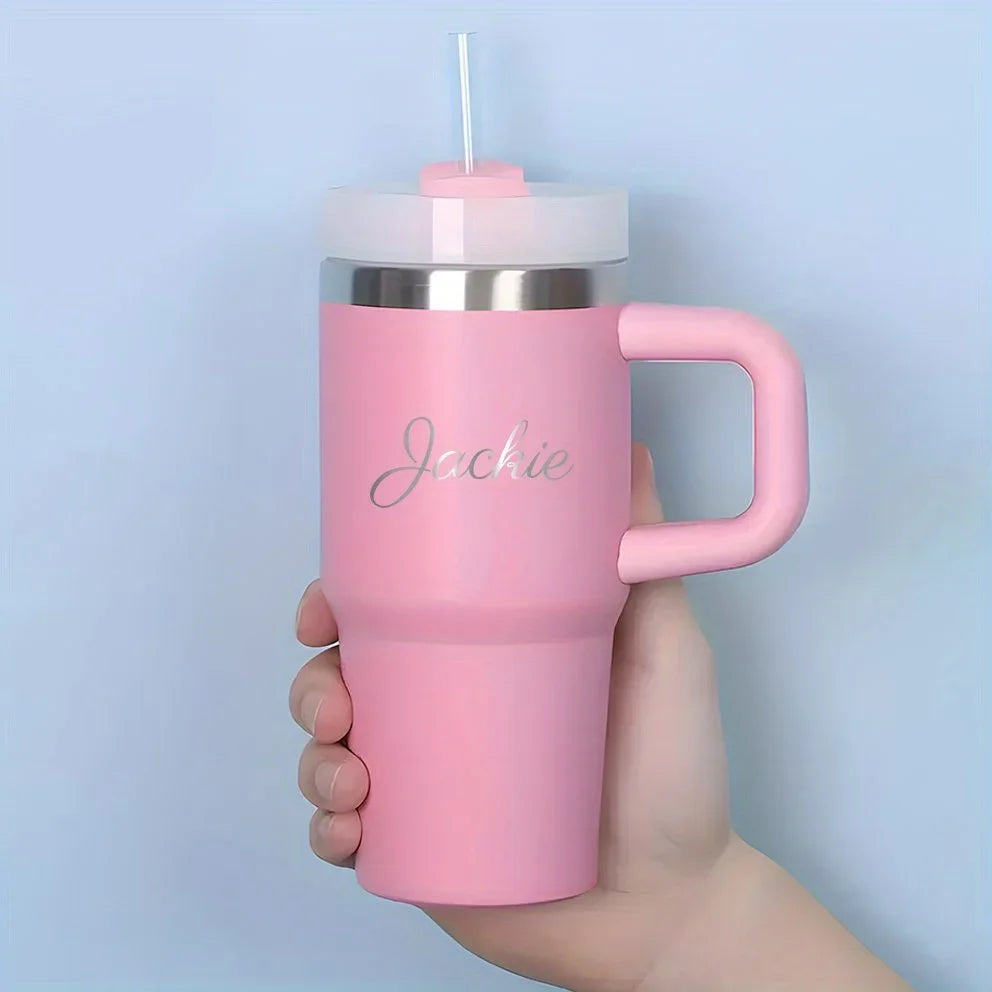 Personalized of Name14 Oz SUS304 Travel Cup Customization Water Bottle with Straw Suitable for Birthday Gifts Sport Water Bottle