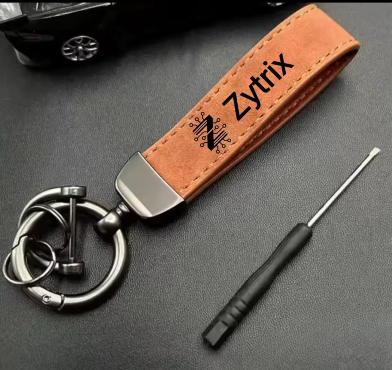 Crazy Horse Leather Keychain Engrave