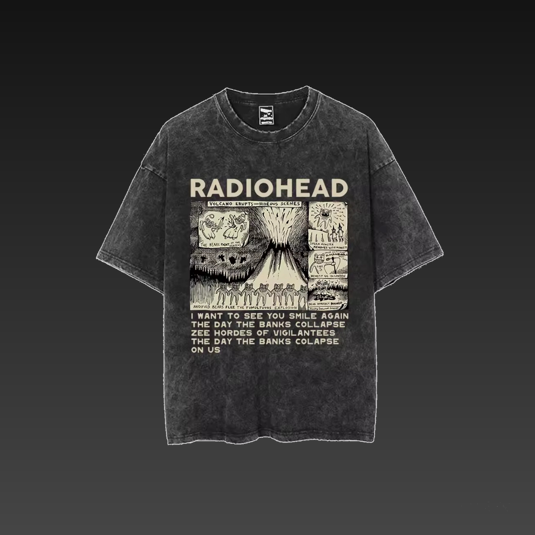 Zytrix™ Radiohead Rock Band Oversized Cotton T-Shirt – Unisex Hip Hop Music Tee, Summer Fashion Streetwear