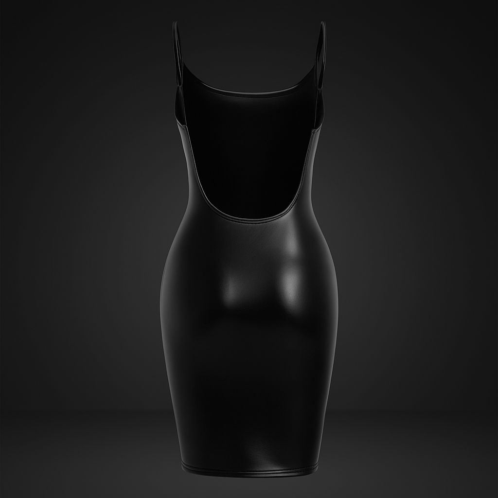 Zytrix Luxe Black Leather Bodycon Dress – Front & Back Glam