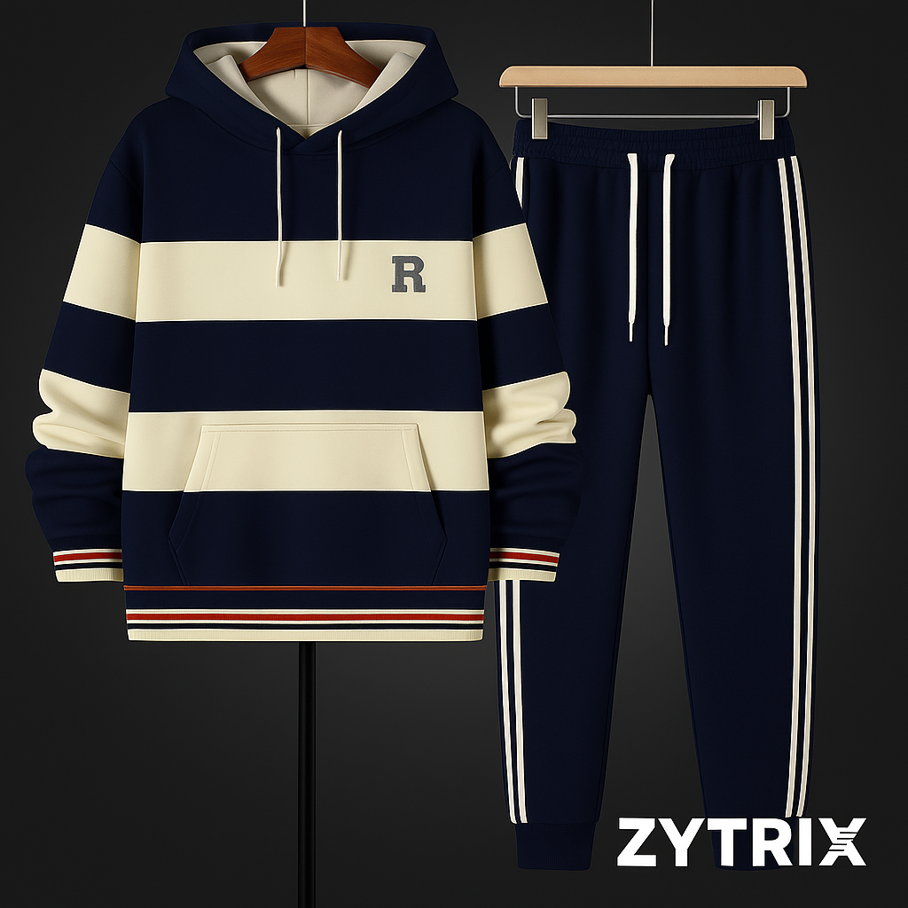Men’s Striped Hoodie & Jogger Set – Casual Streetwear Tracksuit by Zytrix
