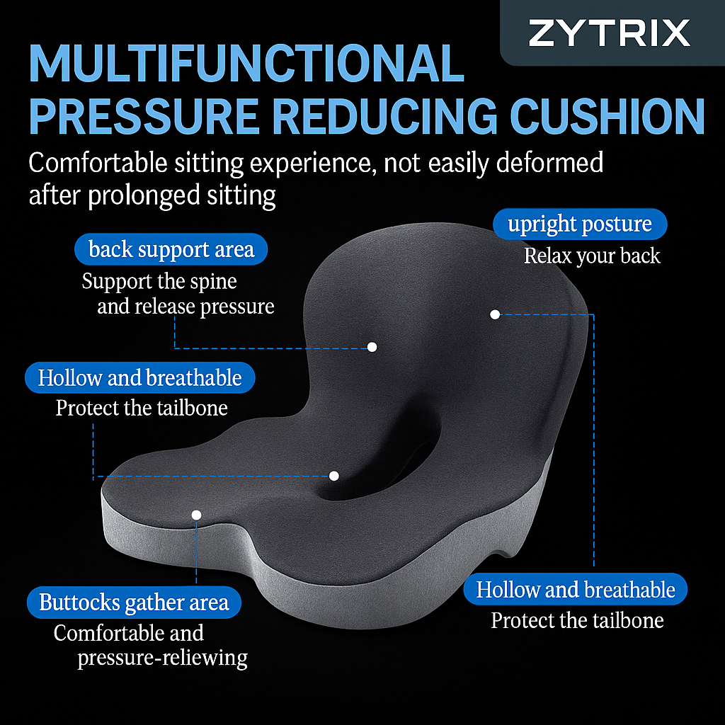 Zytrix Multifunctional Pressure Reducing Cushion – Orthopedic Back & Tailbone Support Pad