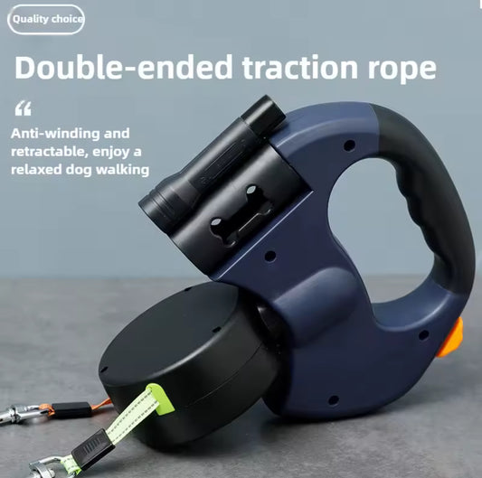Retractable Double Dog Leash for Small Dogs ,Reflective, 360° Swivel, Tangle-Free