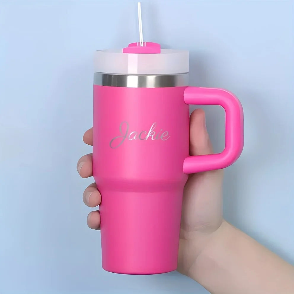 Personalized of Name14 Oz SUS304 Travel Cup Customization Water Bottle with Straw Suitable for Birthday Gifts Sport Water Bottle