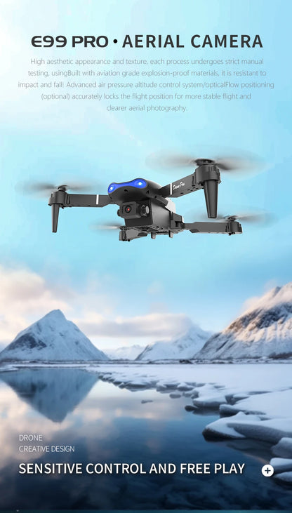 E99 PRO Drone with Flash Professional HD Dual Camera WIFI Obstacle Avoidance RC Helicopters Aerial Photography Quadcopter