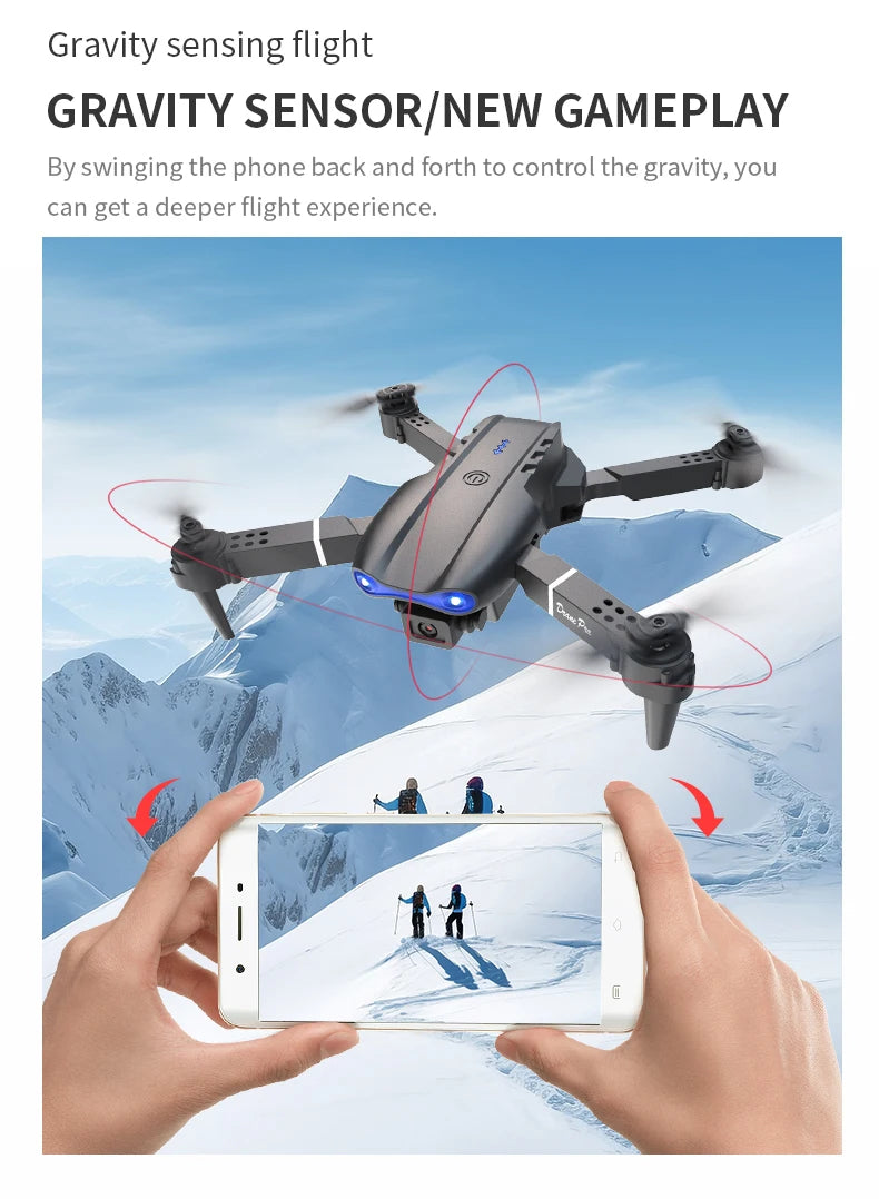E99 PRO Drone with Flash Professional HD Dual Camera WIFI Obstacle Avoidance RC Helicopters Aerial Photography Quadcopter