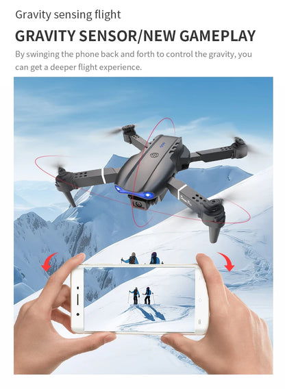 E99 PRO Drone with Flash Professional HD Dual Camera WIFI Obstacle Avoidance RC Helicopters Aerial Photography Quadcopter