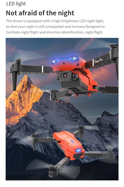 E99 PRO Drone with Flash Professional HD Dual Camera WIFI Obstacle Avoidance RC Helicopters Aerial Photography Quadcopter