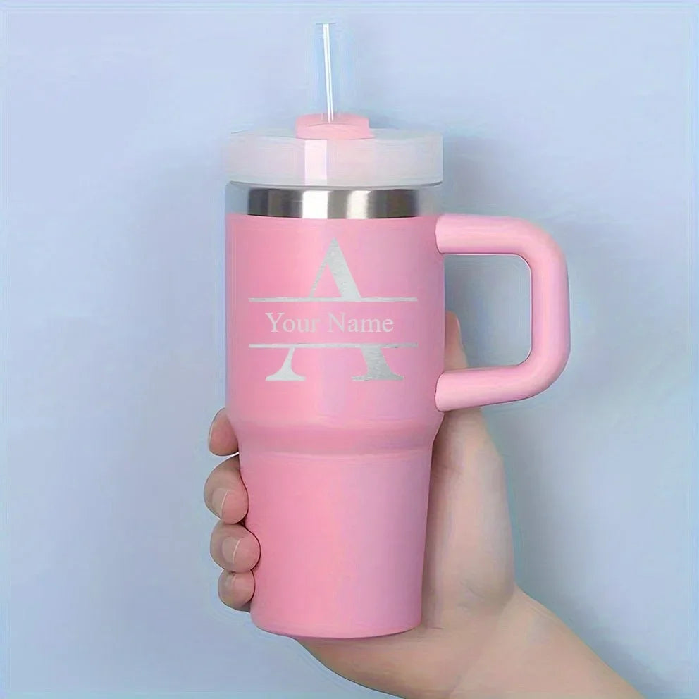 Personalized of Name14 Oz SUS304 Travel Cup Customization Water Bottle with Straw Suitable for Birthday Gifts Sport Water Bottle