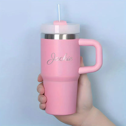 Personalized of Name14 Oz SUS304 Travel Cup Customization Water Bottle with Straw Suitable for Birthday Gifts Sport Water Bottle